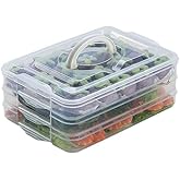 TIAN CHEN Refrigerator Organizer Bins, Plastic Food Storage Containers with Lids, 3-Layer, BPA free, Stackable Food Organizer Keeper for Snack, Vegetables, Meat, Fish (Transparent)
