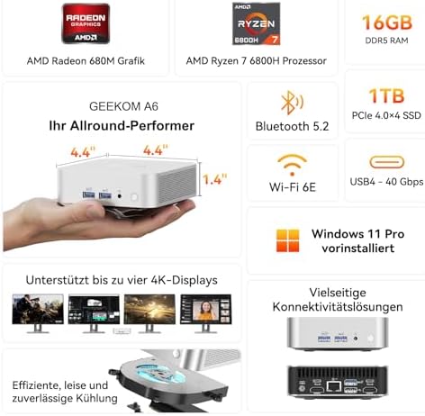 A6 Mini PC mit AMD Ryzen 7 6800H(übertrifft 7730U/7640HS)