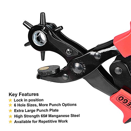 Belt Hole Puncher, MultiHole Sizes Revolving Leather Punch Tool