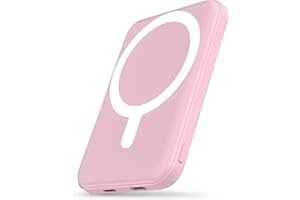 podoru for Magsafe Battery Pack, 5000mAh Magnetic Power Bank with Type-C Cable 20W PD Fast Charging Lighting Input Wireless Portable Charger for iPhone 17/16/15/14/13/12/ All Series-Pink