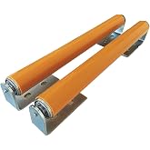 Polyurethane Coated Long Roller With Bracket Set | 16" Length, 1.5" Diameter Conveyor | Galvanized Steel | Versatile Support for Stands, Woodworking, and Conveyors | Pack of 2