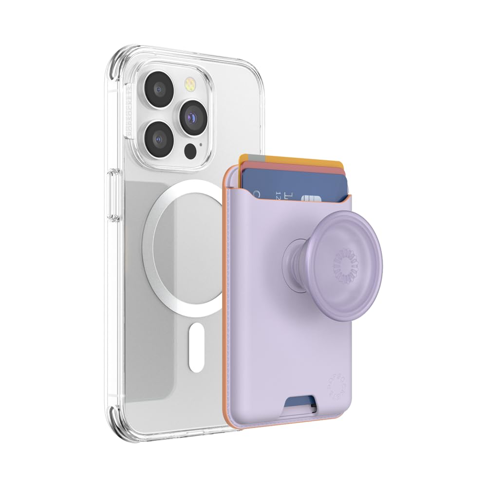 PopSockets Softgoods Phone Wallet with Expanding Grip and Adapter Ring for MagSafe, Phone Card Holder, Wireless Charging Compatible, Wallet Compatible with MagSafe - Lavender — image 1