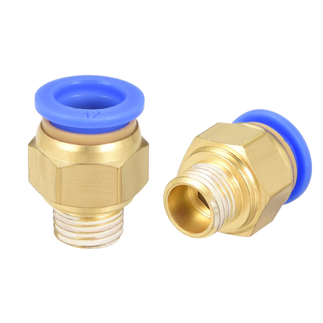 sourcing map Straight Pneumatic Push to Quick Connect Fittings G1/4 Male x 12mm Tube OD 2pcs
