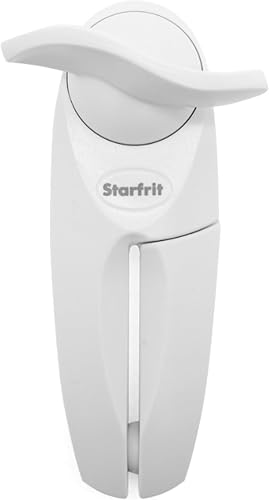 Starfrit Little Beaver Can Opener - Safe - Holds Lid and Leaves No Sharp Edges on Lid - Comfort Grip - 3-Year Warranty - White