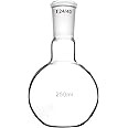 QWORK Glass 250ml Single Neck Flat Bottom Boiling Flask, with 24/40 Standard Joint, Heavy Wall Distillation Receiving Apparatus, Taper Outer Joint Lab Glassware, 250mL