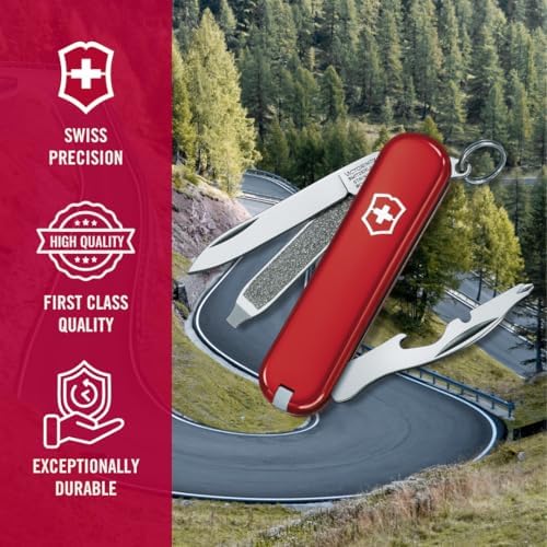 Schweizer Taschenmesser Rally, Mini für Schlüsselanhänger, Swiss Army Knife, 9 Funktionen, Klinge, Phillips-Schraubendreher 0/1