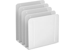 Acrimet Desk Metal File Sorter Organizer, 4 Sections, Office and Home File Management Solution (White Color)