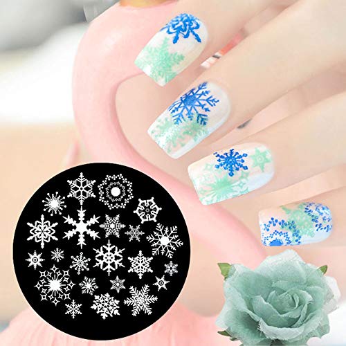 4Pcs Nail Art Stamping Plate Romantic Style Round Steel Plates Nail Design Kit Blue Film Stainless Steel Nail Stamp(Style2)