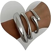 WAINIS 3Pcs Chunky Gold Bangle Bracelets for Women Trendy Wide Wrist Cuff Bracelets Stack Statement Bangle Fashion Gift