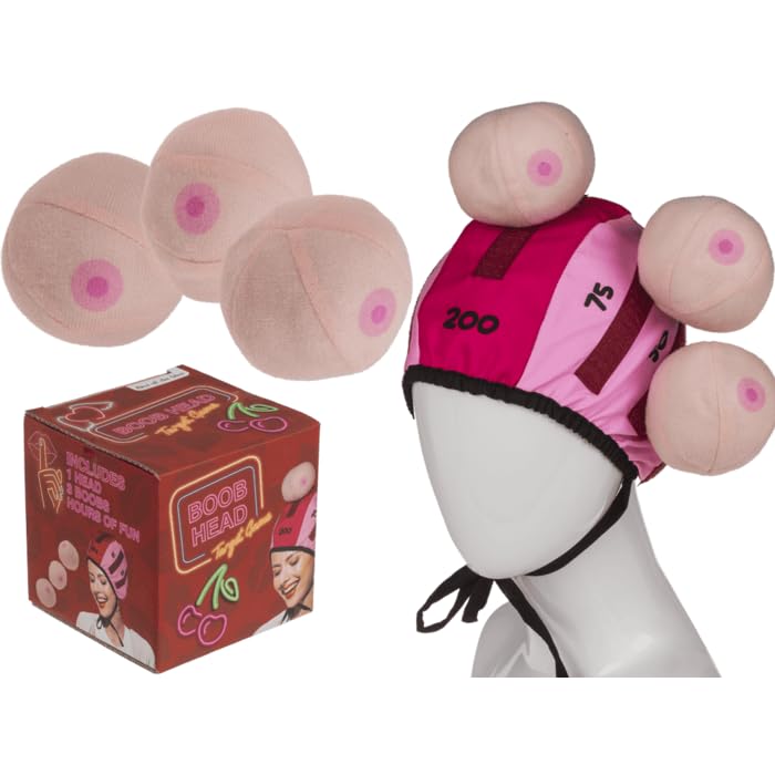 Inevitable Boob Head - Party Game Hat with Pink Foam Balls, Adult Novelty Entertainment Set
