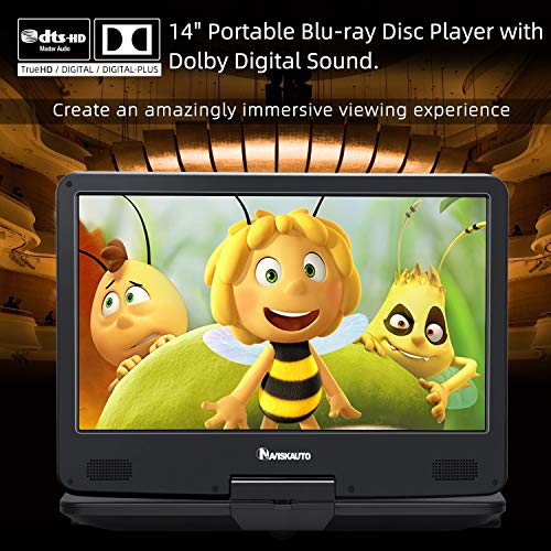 NAVISKAUTO 14" Portable BluRay DVD Player With Builtin Rechargeable