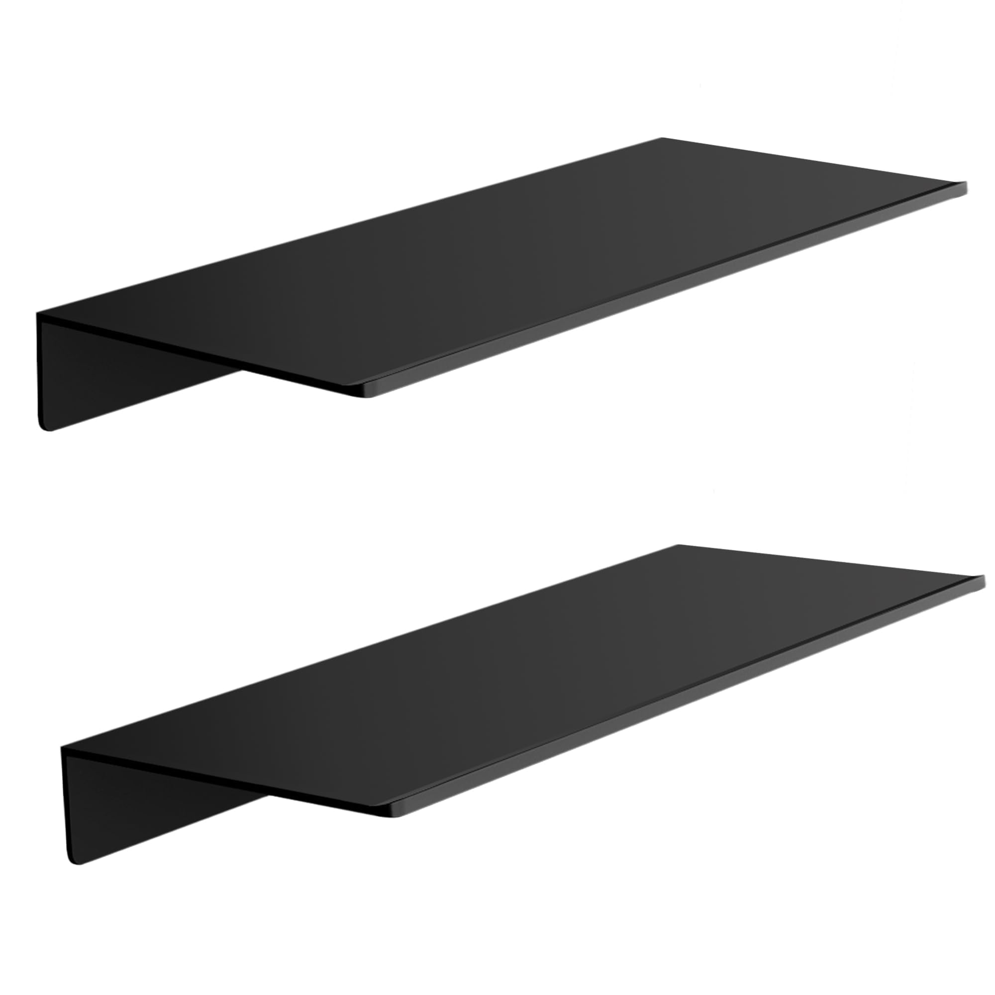HNVNER Metal Floating Shelves set of 2, Length 30CM, Black Wall Shelf for Bathroom, Display Shelves for Wall Decorative for Living Room, Bedroom, Hallway, Office