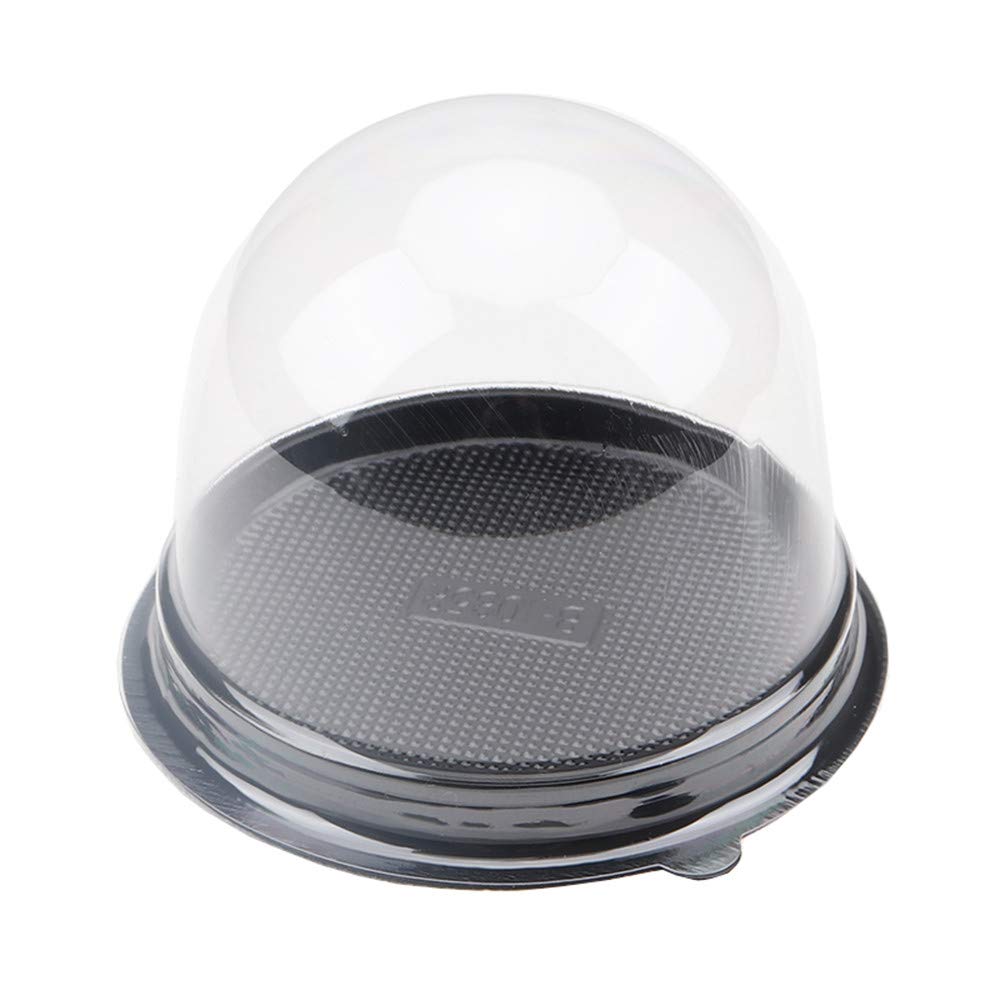 ZYMY 50 Sets Cake Box - Transparent Plastic Dome Carrier - Single Cake Container - Single Room Cupcake Carrier Box (Black, 3 inches)
