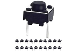 QTEATAK 20 Pcs 6mm 2 Pin Momentary Tactile Tact Push Button Switch Through Hole Breadboard Friendly for Panel PCB