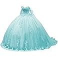 Kncpti Women's Off Shoulder Quinceanera Dresses Ball Gowns Puffy Tulle Long Formal Prom Evening Dresses Lace Appliques