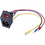 BIQU 15A 250V Rocker Switch Power Socket Inlet Module Plug 5A Fuse Switch with 5Pcs 16-14 AWG Wiring 3 Pin IEC320 C14