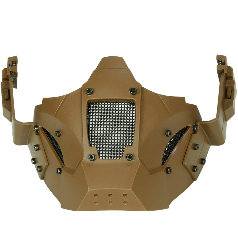 Airsoft Half Face Mask Steel Mesh for CS/Hunting/Paintball/Shooting (Tan)