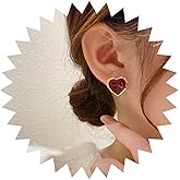 Andelaisi Boho Love Heart Earrings Red Enamel Heart Earrings Red Heart Studs Earrings Minimalist Heart Statement Earrings Jewelry for Women