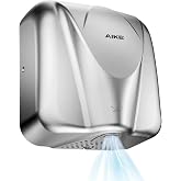 AIKE Elephant Power Hand Dryer for Commercial Bathroom Brushed,Model AK2812 | 15S Fast Dry Heavy Duty High Speed Design, Plug-in Easy Install and Hardwiring Friendly,Stainless Steel Model AK2812