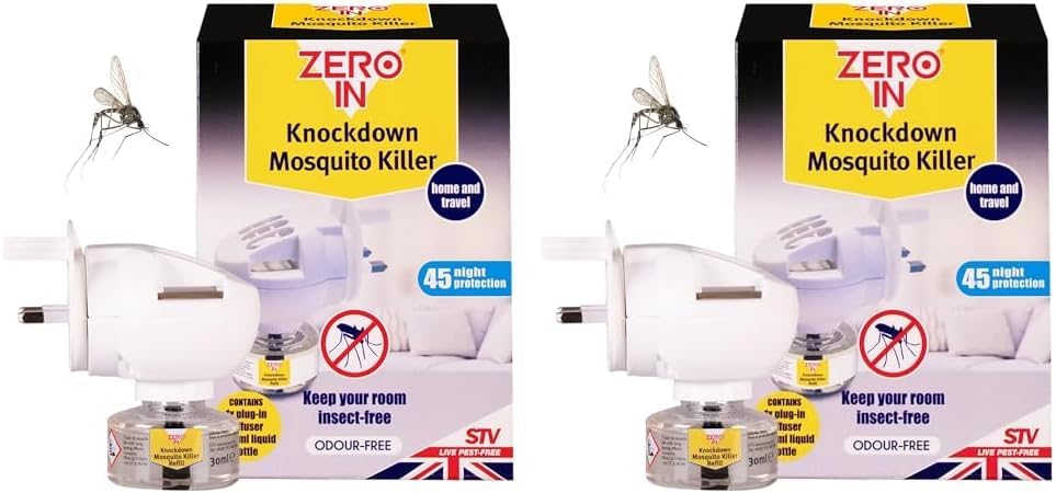 Zero In ZER740 Knockdown Plug-In Mosquito Killer 2 Pack White 360h