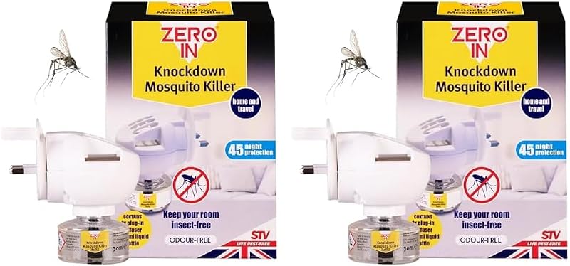 Zero In ZER740 Knockdown Plug-In Mosquito Killer 2 Pack White 360h