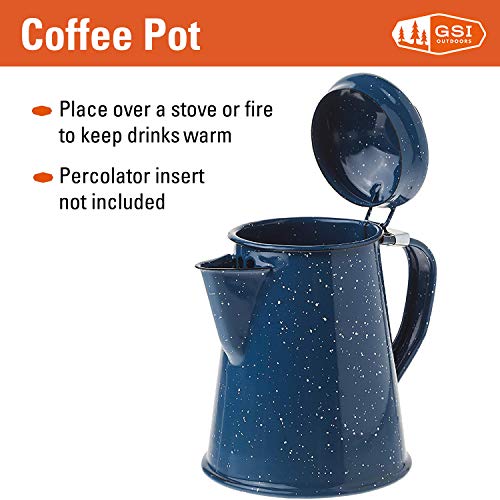 GSI Outdoors Enamel Coffee Pot to Store Hot Coffee, Tea for Camping