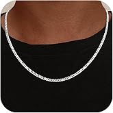 HIMSTORY Valentines Day Gifts for Him, 925 Sterling Silver Over 3.5mm/5mm/7mm Diamond Cut Cuban Link Chain Silver Chain for Men Jewelry 18 20 22 24 26 Inch