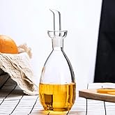 Affogato Glass Oil Bottle with Spout, Olive Oil Dispenser Vinegar Drizzler Pourer Stopper Pot, Soy Sauce Vinegar Cruet Non Drip Heat-Resistant for Cooking Kitchen Restaurant BBQ (15 oz)