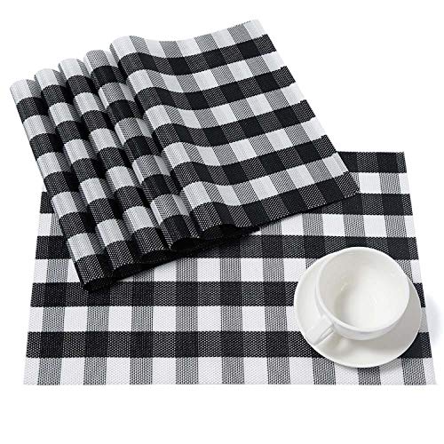 DOLOPL Placemats Buffalo Check Black and White Placemats Farmhouse
