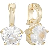 Beebeecraft 1 Box 8Pcs Clear Round Cubic Zirconia Charms 18K Gold Plated Diamond Charms with Fold-Over Clasp for Necklace Pendant Jewelry Making