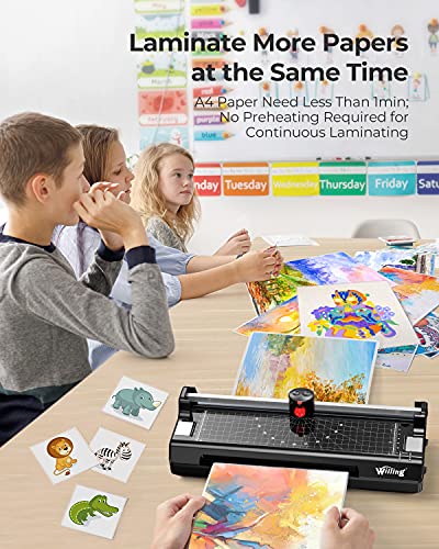 13 inches Laminator, Willing 4 in 1 Thermal Laminator, 2 Roller System, Includes 20 Laminating Pouches, Paper Trimmer, Corner Rounder (Hot&Cold).
