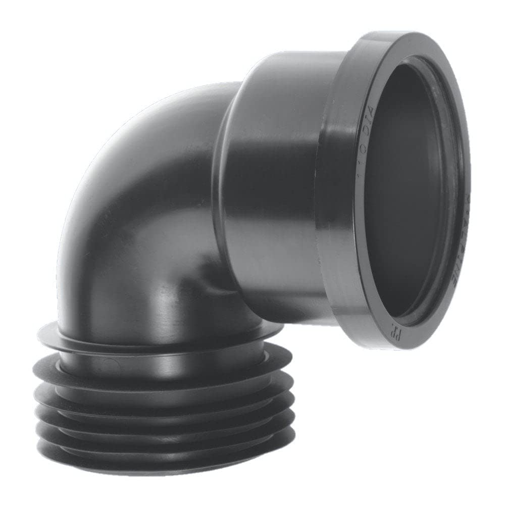 McAlpine Black 4″ 110mm 90 Degree Drain Connector DC90-BL