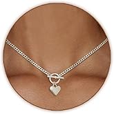 Airmb Cute Heart Necklace for Women Gold/Silver Plated Heart Pendant Choker Necklaces Tendy Love Heart Chain Necklace Dainty Gold/Silver Necklace Jewelry Gifts for Women