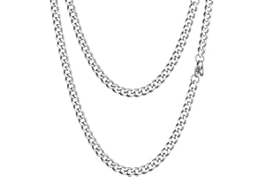 Stainless Steel Cuban Chain Necklace, Silver/Gold/Black Tone, Nickel-Free, Hypoallergenic Necklace, W: 4.8mm-14mm, L: 14inch-