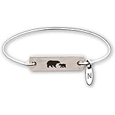 Personalized Mama Bear Bracelet with 1 Cub and Initial Charm or Baby or Child First Time Mothers Day Gift Christmas Present for New Mom Jewelry