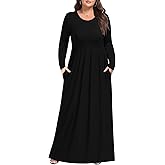 Uiyrofs Womens Plus Size Maxi Dresses for Curvy Women Long Sleeve Long Dresses with Pockets 1X-5X