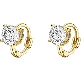 Minimalist Cubic Zirconia Small Hoop Earrings Sterling Silver for Women Cartilage Tiny Cute CZ Sleeper Huggie Hoops for Sensitive Ear Fashion Crystal Earring Jewelry for Her Bff