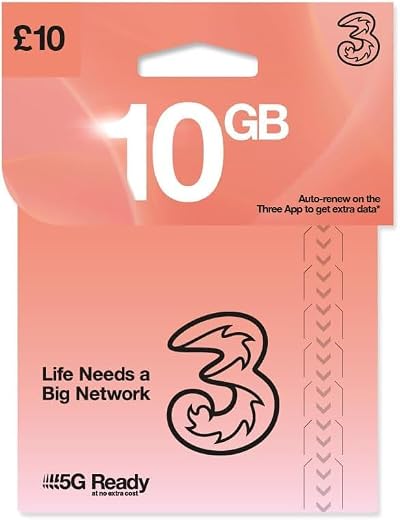 Three Mobile Pay As You Go SIM Card - New UK 5G Ready