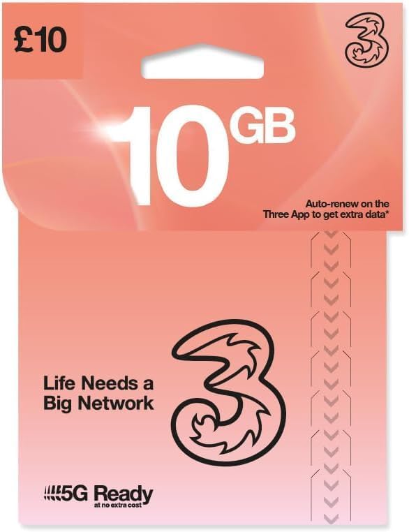 Three Mobile Pay As You Go SIM Card - New UK 5G Ready