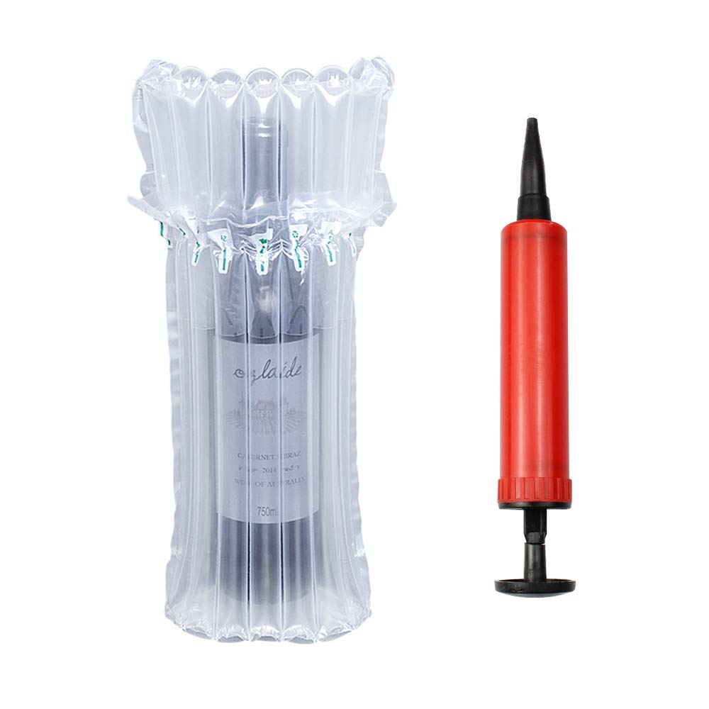 JUN-H 15 Pack Wine Bottle Protectors Cushioning Bubble Protector Inflatable Column Packaging Air Bags with 1 Pump Random Colour for Safe Packaging and Transportation