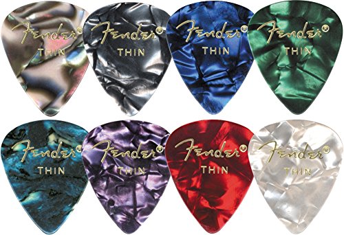 Fender 351 Premium Celluloid Guitar Picks (12-Pack) Medium White Moto Medium
