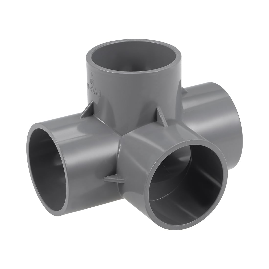 sourcing map 4-Way Elbow PVC Pipe Fitting Furniture Grade 50mm Size Tee Corner Fittings Gray 2pcs