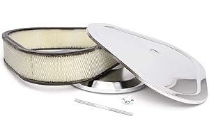 Racing Power Company Air Cleaner Assembly, 14 in Triangle, 3 in Element, 5-1/8 in Carb Flange, Flat Base, Steel, Chrome, Kit