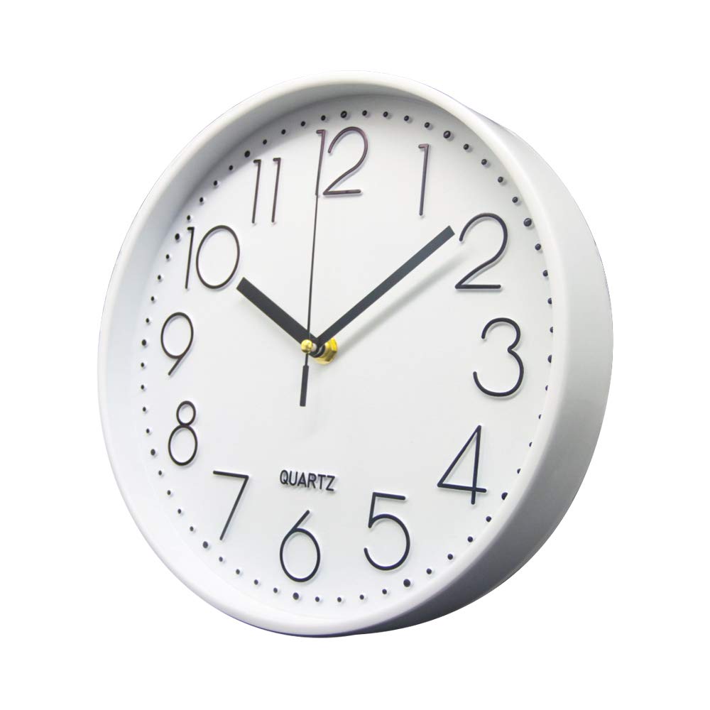 Delgeo Modern Silent Wall Clock 25-30cm, Minimalist White Clock for Living Room & Kitchen,Premium Wall Decor for Home Office