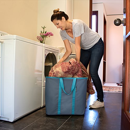 CleverMade Collapsible Laundry Tote, Large Foldable Clothes Hamper Bag
