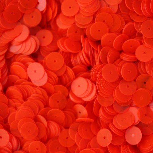 8mm Flat Round SEQUIN PAILLETTES ~ FIRE ORANGE FLUORESCENT Transparent See-thru ~ Loose sequins for embroidery, bridal, applique, arts, crafts, and embellishment. Made in USA.