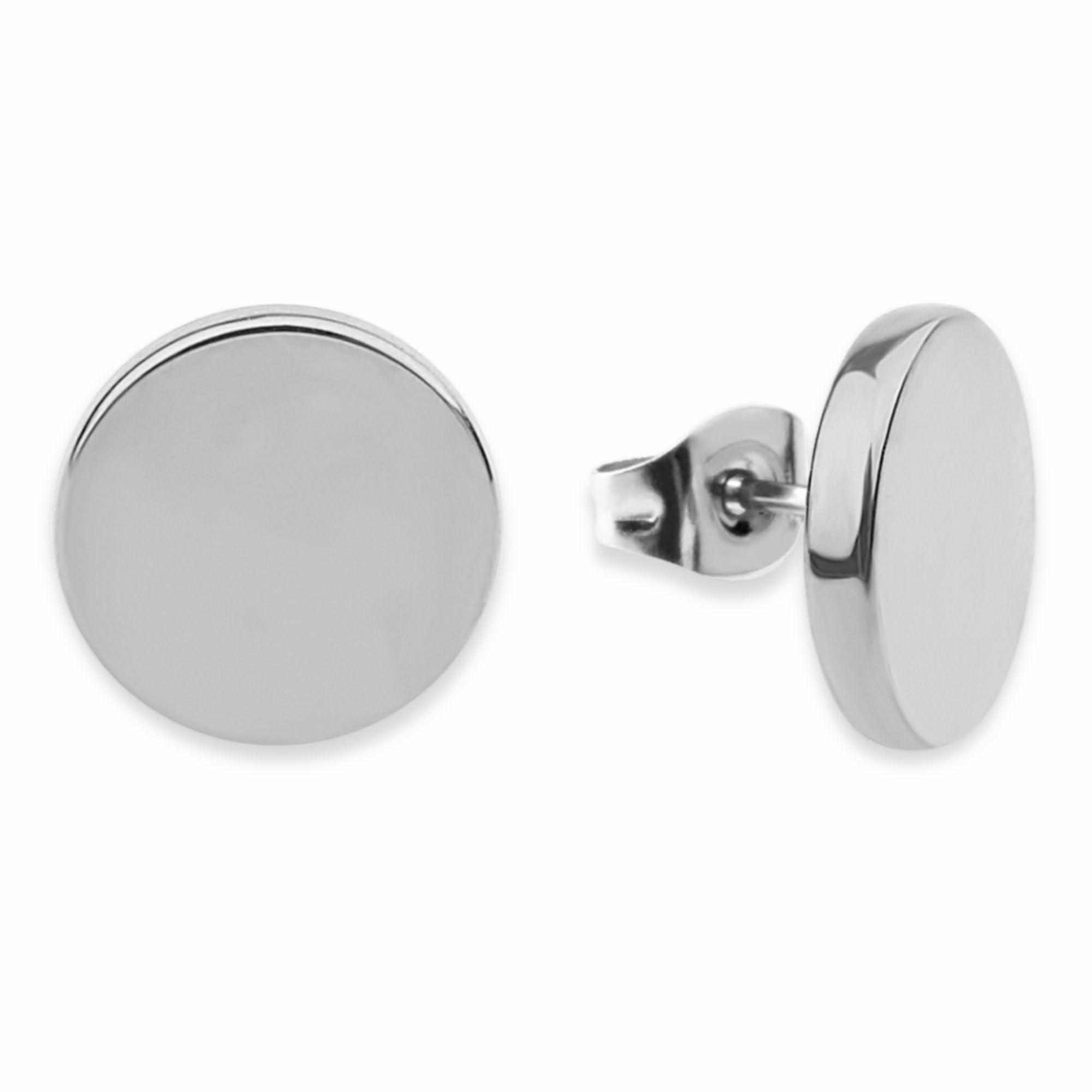 Round Silver Earrings for Women – Waterproof | Silver Stainless Steel Stud Earrings | Minimalist Circle Studs