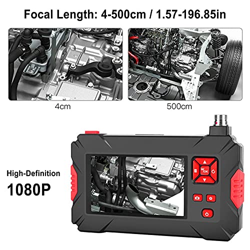 Walfront Cámara de Endoscopio Digital P30 Cámara de Boroscopio de Doble Lente Industrial Impermeable con Pantalla LCD y 9 ​​Luces(10M)
