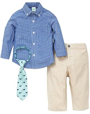 Boys Dress Pant Shirt Tie Set Whale Tie
