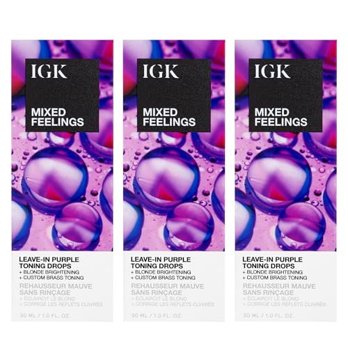 IGK Mixed Feelings Leave-In Blonde Toning Drops 3 pack – Customizable Purple Pi…